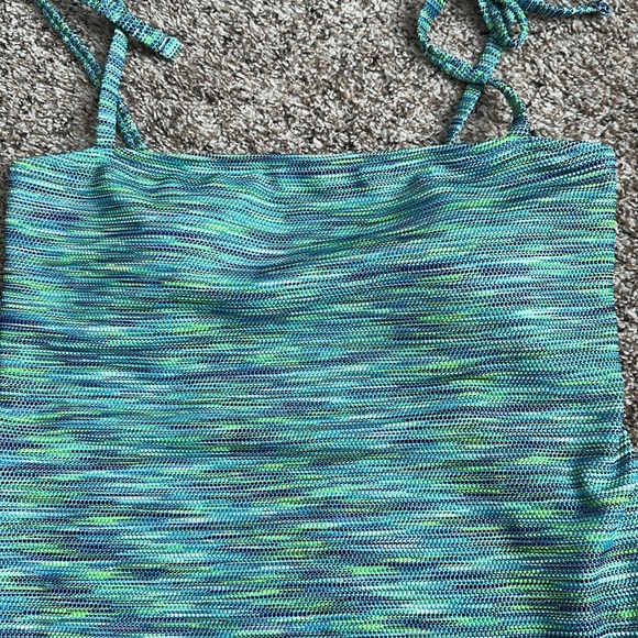 AERIE SPACE DYE PIQUE BANDEAU ONE PIECE SWIMSUIT - Picture 2 of 8